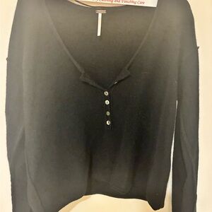 Free People Black Button-Down Women's Shirt